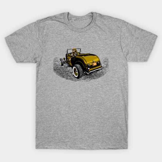 Hot Rod Girl - Gold version - 32 highboy T-Shirt by ZoeysGarage